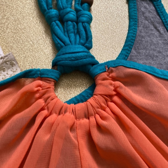 Vintage Y2K See-Through Flowy Peach Top - Picture 5 of 6